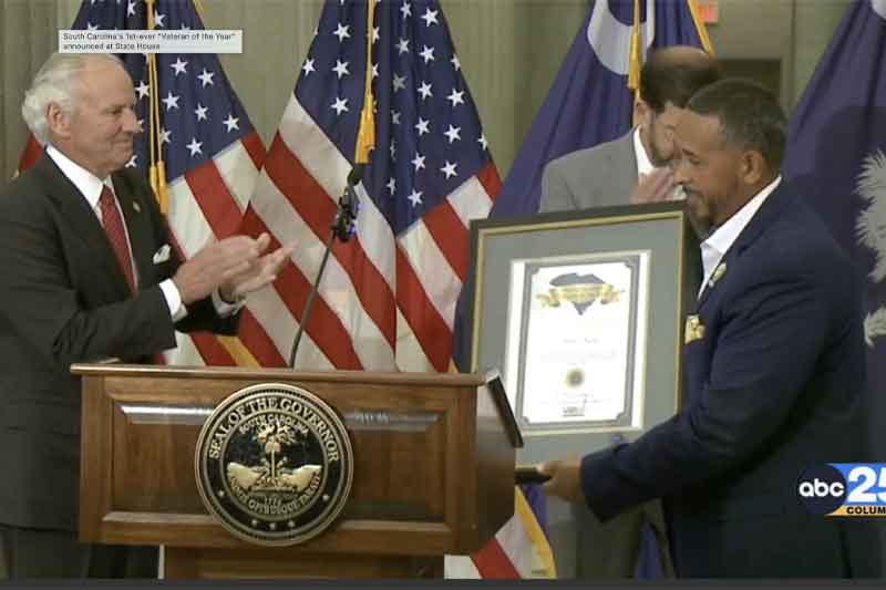 SC Veteran Of The Year Award accepted by Alvin King with Range Fore Hope Foundation at the SC State House