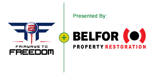 Logo Lock for Range Fore Hope Foundation - Fairways To Freedom logo Presented by Belfor Property Restoration logo