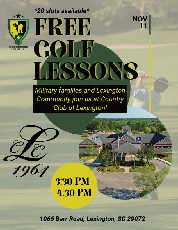 Country Club of Lexington - Range Fore Hope Foundation FREE Golf Lessons flyer - Veteran's Day Nov 11, 2025