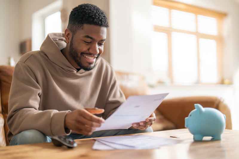 retired veteran getting financial help and looking over paperwork
